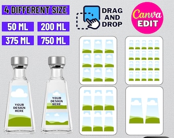 Editable Tequila Label Template: 750ml Bottle, Canva Design (Digital Download)