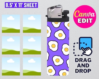 Lighter Label Template, Full Wrap, Sublimation Design (Digital Download)