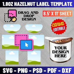 1.8oz Hazelnut Treat Label Template, Hazelnut Cocoa Spread & Biscuit Label, Chocolate Biscuit Label, Hazelnut Spread Labels