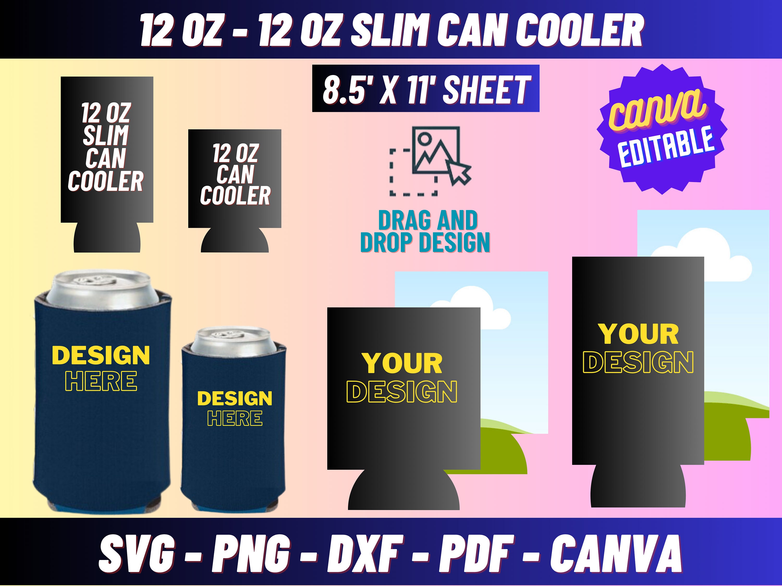 2pack/12oz Skinny Can Cooler Bag,Wine Cooler Bag Wine Slim Can Cookize  Cooler Tall Stubby
