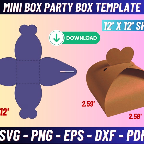 Mini Box Template Svg, Gift Box svg, Box Svg, Box Template Svg, Party Favor box Svg, Box Template Svg