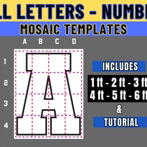 All Letters , Numbers Balloon Mosaic Template, 1-6ft All size Balloon Mosaic, Mosaic Alphabet, Mosaic Numbers zdjęcie 4