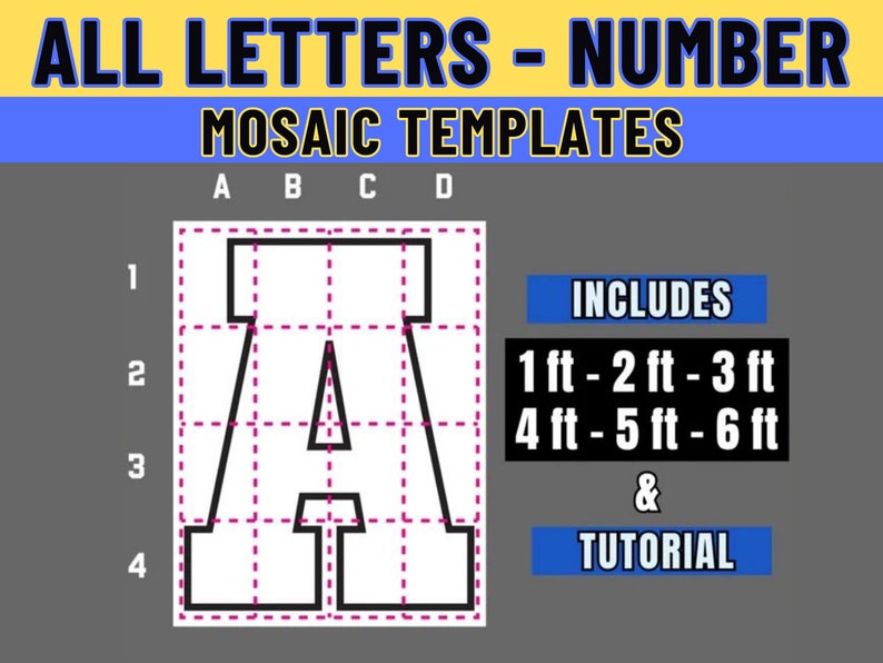 All Letters , Numbers Balloon Mosaic Template, 1-6ft All size Balloon Mosaic, Mosaic Alphabet, Mosaic Numbers zdjęcie 4