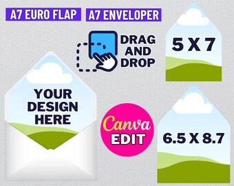 Envelope Liner Templates: 5x7, A7, Canva Editable (Digital Download)