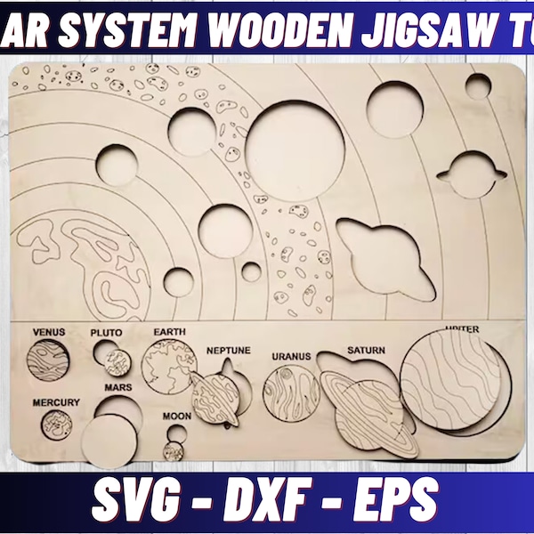 Solar System wooden Jigsaw Toys Svg, Educational Puzzle Laser Cut Svg, Laser Cut Svg, Laser Cut files