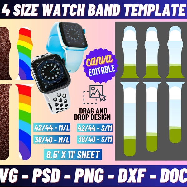 iWatch Band Template Svg, Watch Band svg, Watch Band Jig Template, iWatch Band Sublimation blank template