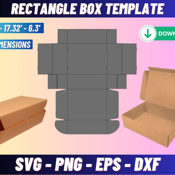 Modèle svg, boîte modèle rectangle, boîte modèle svg, boîte d'emballage svg, boîte d'expédition, fichier coupé boîte svg, boîte classique, modèle de boîte modifiable