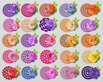 Rolled Paper Flower SVG Bundle: 3D Flower Templates (Digital Download)