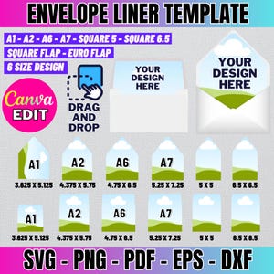 Envelope Liner Template, Custom Envelope Liner, Drag and Drop Envelope Liner Templates, Envelope Insert, Euro Flap, DIY Envelope Liner