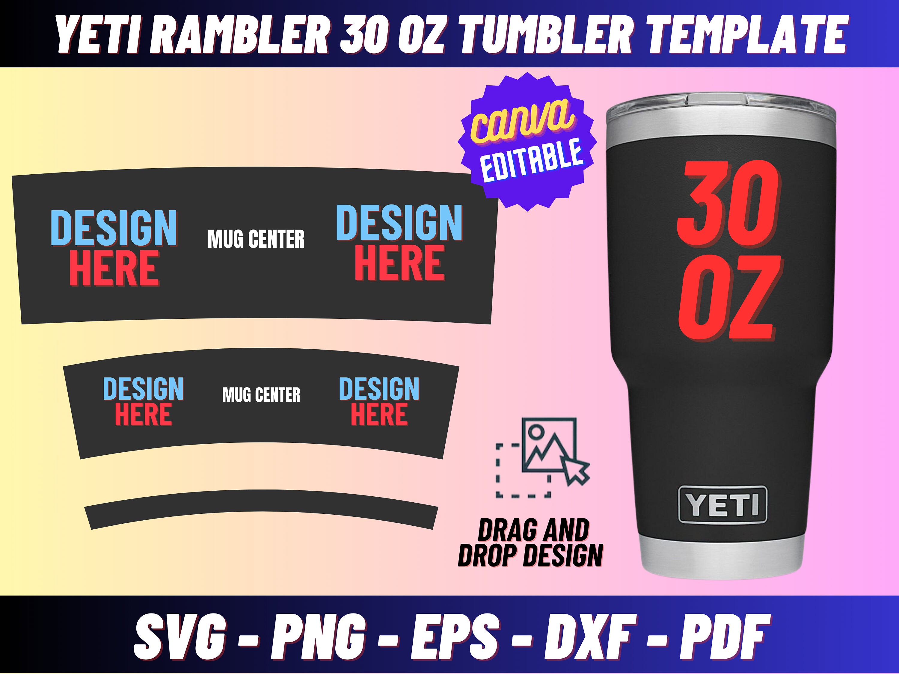 Yeti Rambler, YETI Rambler 10oz Template Full Wrap for Rambler