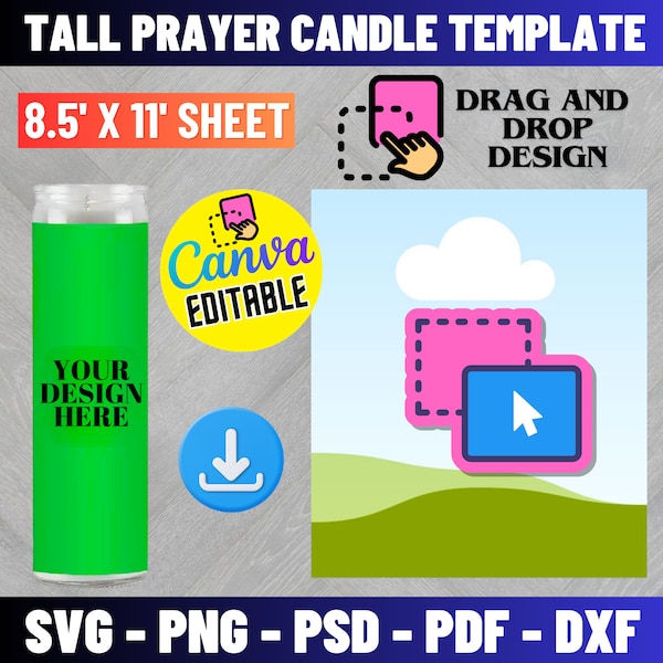 Tall Prayer Candle Template, Prayer Candle Label Template, Prayer Candle Sticker Template, Saint Candle, Memorial Candle, Canva Editable