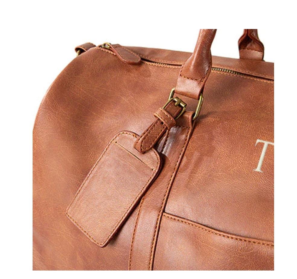Vegan Duffle Bag, Personalized Mens Weekend Bag, Stylish Shoulder Bag