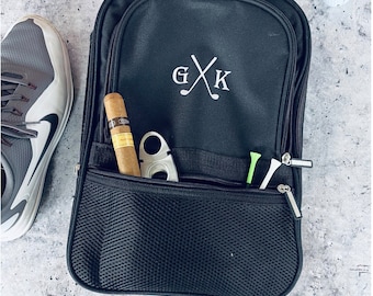 Personalized Golf Shoe Bag, Denier Canvas, Velour Lined