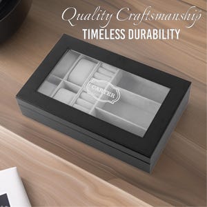 Mens Jewelry Box, Watch box, Gifts for men, Personalized Jewelry box, Vegan Leather custom Watch Box, Watch Box Ring Slots, Sunglasses box