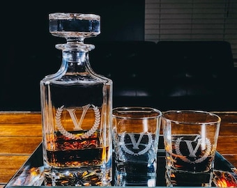 Personalized Whiskey Decanter Set – Engraved Bourbon Glasses