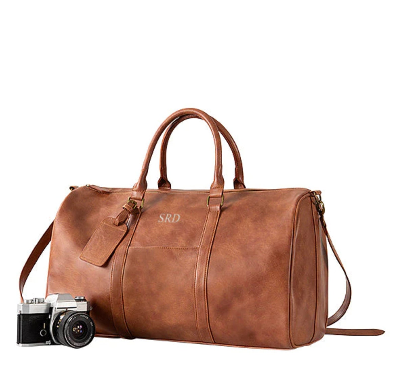 Vegan Duffle Bag, Personalized Mens Weekend Bag, Stylish Shoulder Bag