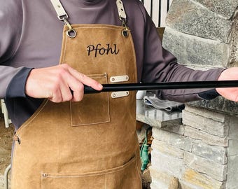 Personalized BBQ Apron, Custom Chef Apron with Pockets, Father's Day Gift