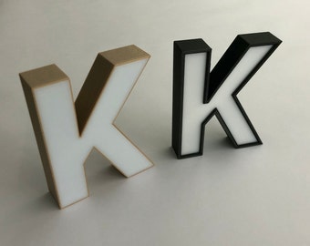 3D illuminated letters, wood fiber frame for indoor use
