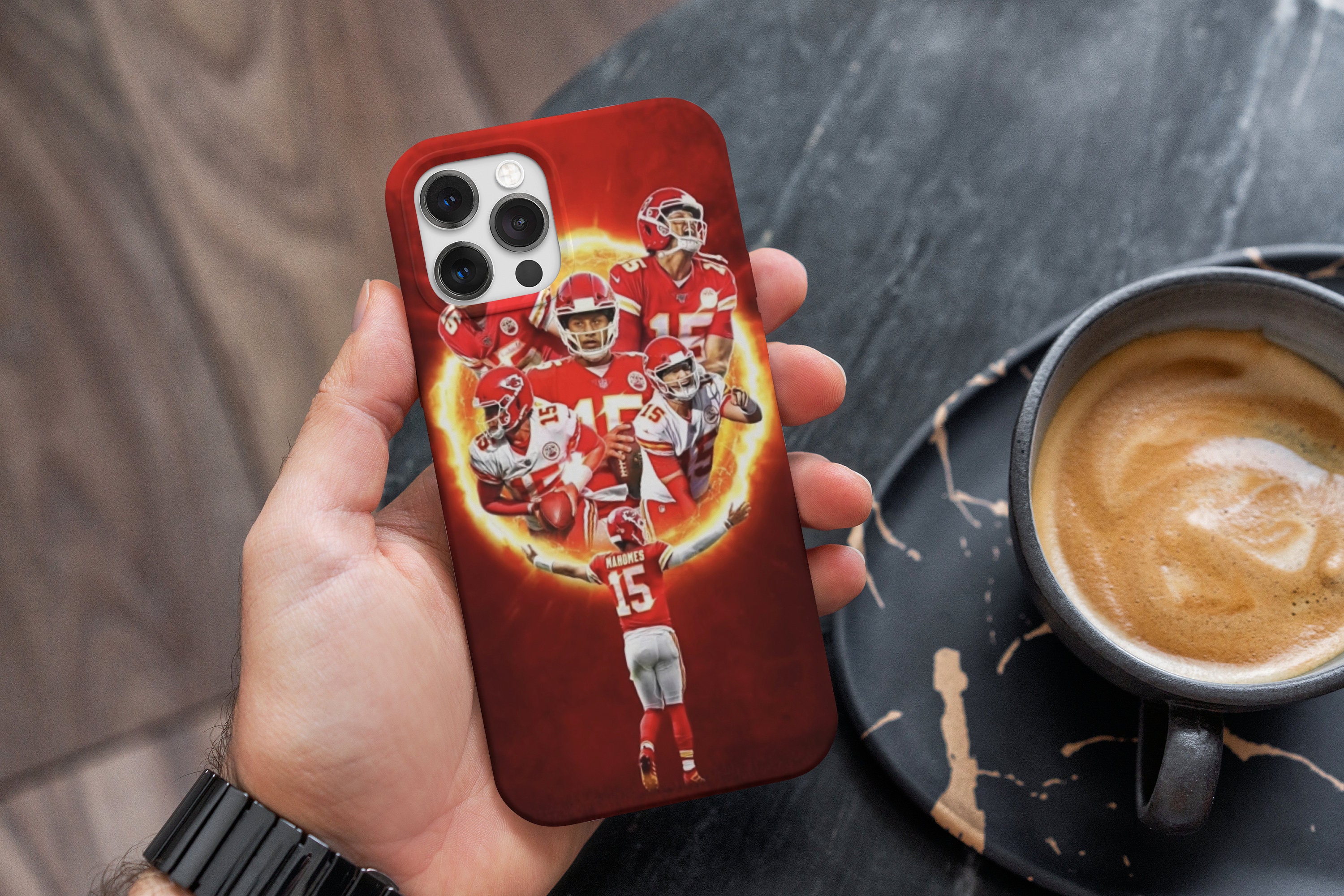 Patrick Mahomes Custom Football Phone Case iPhone Fit pour 14 Pro Max, iPhone 14 Pro, iPhone 13, iPhone 12 Pro, iPhone 11, Galaxy S23 Ultra