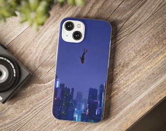 Spider-Man a través de la funda del teléfono Spider-Verse para iPhone 14 Pro Max, iPhone 14 Pro, iPhone 13, iPhone 12 Pro, iPhone 11, IphoneX