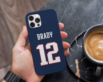Tom Brady Custom Jersey Football Phone Case Fit para iPhone 14 Pro Max, iPhone 14 Pro, iPhone 13, iPhone 12 Pro Max, iPhone 11, Galaxy S23