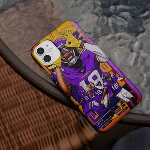 Justin Jefferson NFL Vikings Custom Football Phone Case iPhone Fit for 14 Pro Max, iPhone 14 Pro, iPhone 13, iPhone 12 Pro, Galaxy S23
