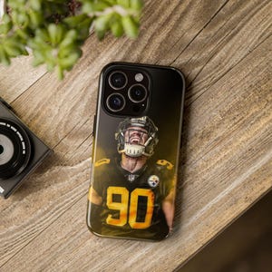 TJ Watt Steelers NFL Custom Football Phone Case iPhone Fit for iPhone 16, 16 Pro, iPhone 16 Pro Max, iPhone 15, iPhone 13, Iphone 12