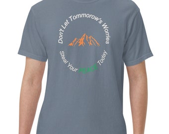 No Worries - Peace Today. Men’s everyday use comfortable and relaxed t-shirt. Direct to Garment Printing (DTG)