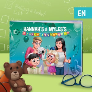 Custom Personalized Stories Book for siblings, mom and dad - Family Adventures - Perfect Personalized Hardcover Story Book as a gift idea