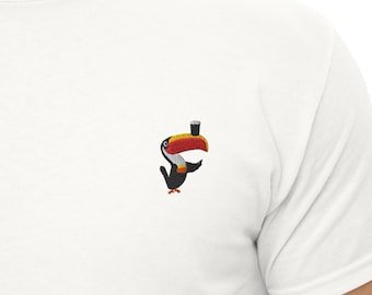 T-shirt unisexe en coton avec broderie toucan