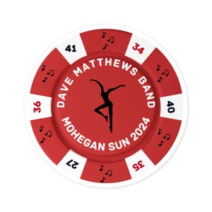 Dave Matthaes Band Mohegan Sun 2024 Poker Chip Aufkleber, Runder Aufkleber für Gitarrenkoffer, Wasserflasche Aufkleber, Laptop Dekoration, Event