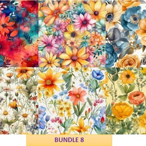 Bundle Of 10 Assorted Digital Seamless Floral Medley Design Patterns