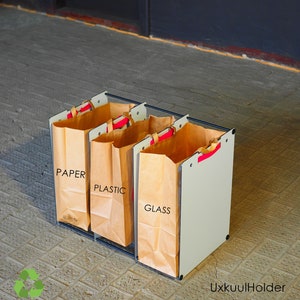 Porte-sac en papier écologique. Conception durable, tailles multiples, déchets, recyclage, durable. image 4