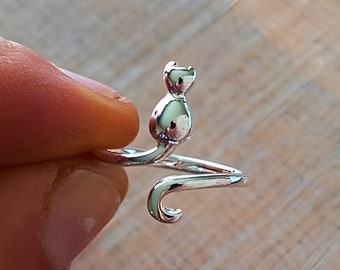925 Cat Ring - Sterling Silver 925 Ring - Cat Ears Ring - Pet Ring - Adjustable Ring - Animal Ring - Stackable Rings - Gift For Cat Lover
