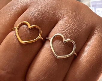 Open Heart Rings - Heart Shaped Rings - Heart Rings - 925 Sterling Silver Rings - Anniversary Rings - Dainty Heart Rings - Birthday Gift