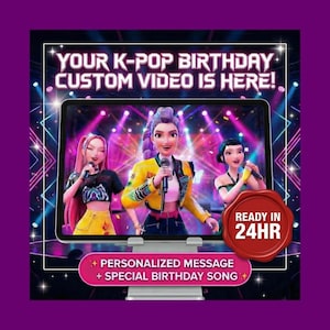 Personlig KPop-födelsedagsvideo | Anpassad animerad sång och meddelande (digital nedladdning)