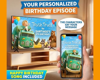 Personalisierte Müllwagen-Geburtstags-Video-Folge | 2-Minuten benutzerdefinierte Nachricht von Hank & Charaktere | Geburtstagslied