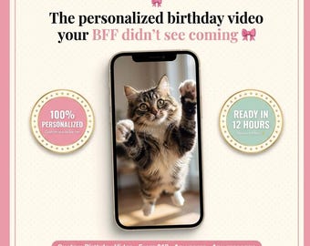 Personalized Cat Birthday Video | Custom Message, Any Name (Digital Delivery)