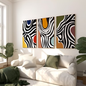 Abstract line art Print, retro abstract lines, digital abstract line art set, modern line art, abstract black line art, wall art set
