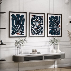Matisse Botanical Prints  Set of 3, Blue Matisse Print Sets, Henri Matisse Print, Matisse 3 Piece, Gallery Wall Art, Matisse Print, Wall Art