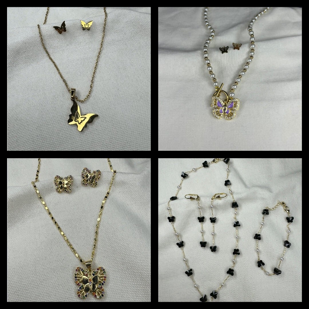 Colgante con cadena Mariposa en Malaquita