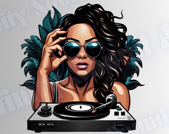 Instant Download Digital Design for DJ and Music Lovers | Woman DJ Design | Instant download | gift for her | Woman Summer Design Tee