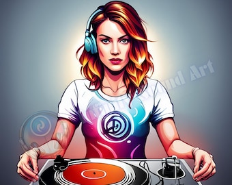 Woman DJ AI Digital Printable Art for Living Room Studio | Instant Digital Download | Home Decor | Printable Art for DJ and music lovers