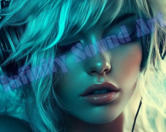 Female DJ Art Print | Vibrant Music Poster (Digital Download)