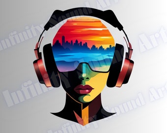 Womens T-Shirt  | sunset shirt | DJ Shirt | Digital T-Shirt design | Summer shirt | Music shirt | Music art | dj art | sunset art | girl tee