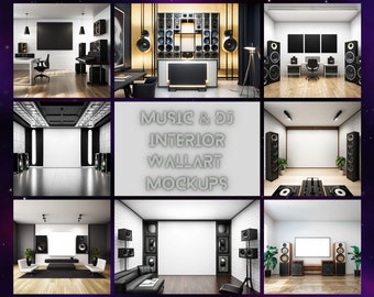 DJ Record Studio Frame Mockup Bundle | Wall Art, Interior Design (Instant Download)