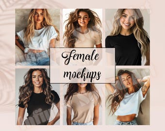 Realistic Women's T-Shirt Mockups | PNG Digital Download
