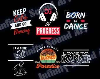 Cool colorful modern Party T Shirt Bundle design | Instant download | PNG 6 Design Bundle download | Digital Printing for DJ Clipart Designs