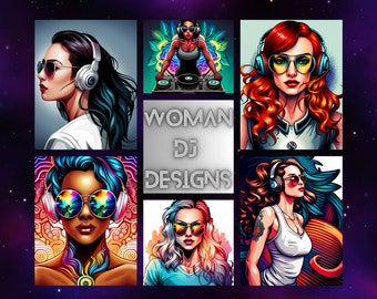 150+ Women DJ Digital Colorful Instant Download Designs | Bundle Design | Cool Women Art | Gift for her |  Instant Digital Art | png designs