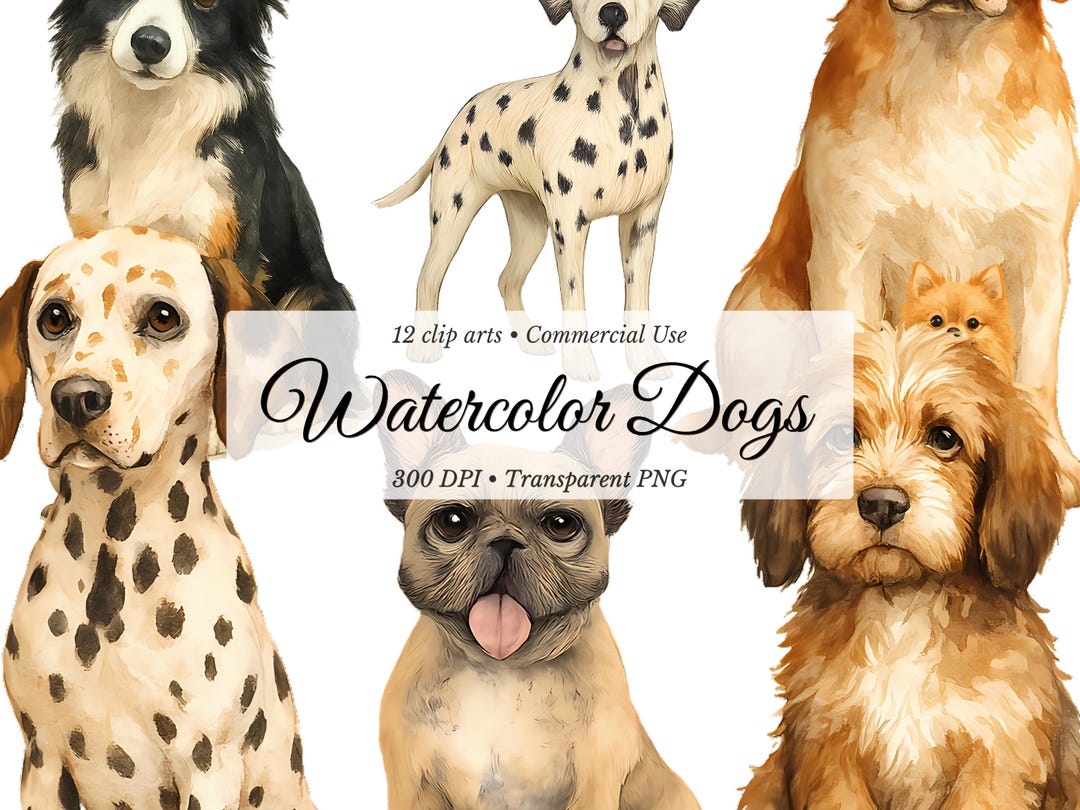 Watercolor Dog Clipart Bundle, Puppy PNG Graphics (digital Download) - Etsy